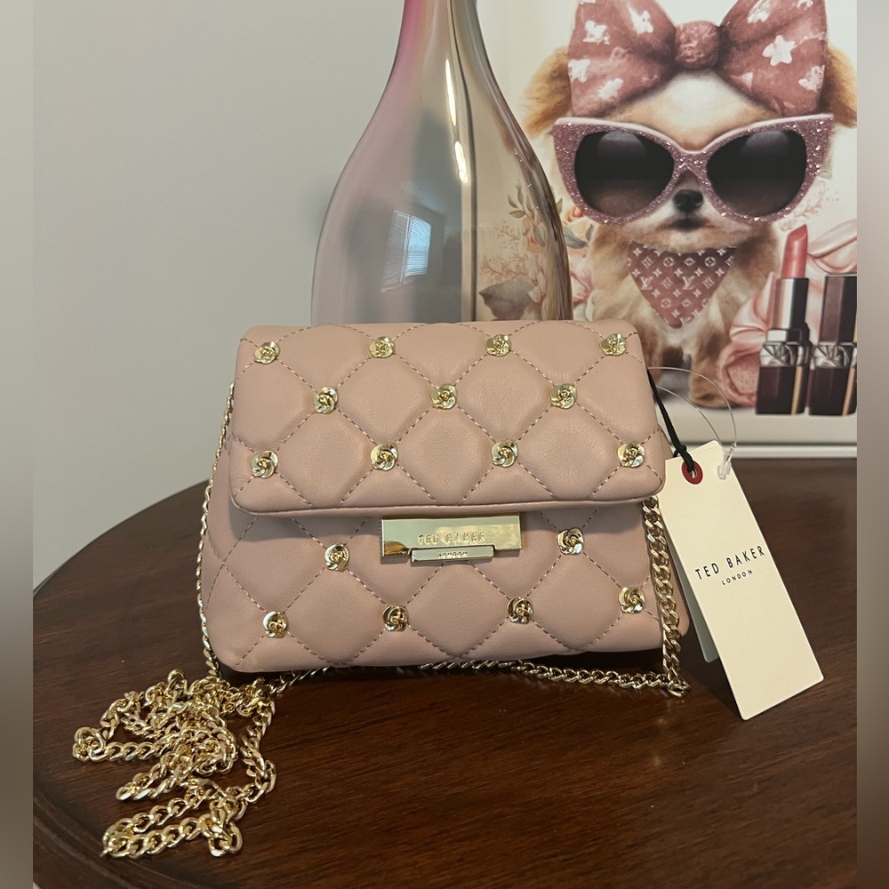 Ted Baker Ginn Pink Quilted Leather Mini Crossbody Bag NWT